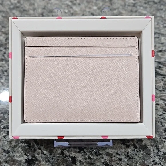 Kate Spade Madison Heart Studs Small Slim Card Case Powdered Sugar NIB - Picture 4 of 10